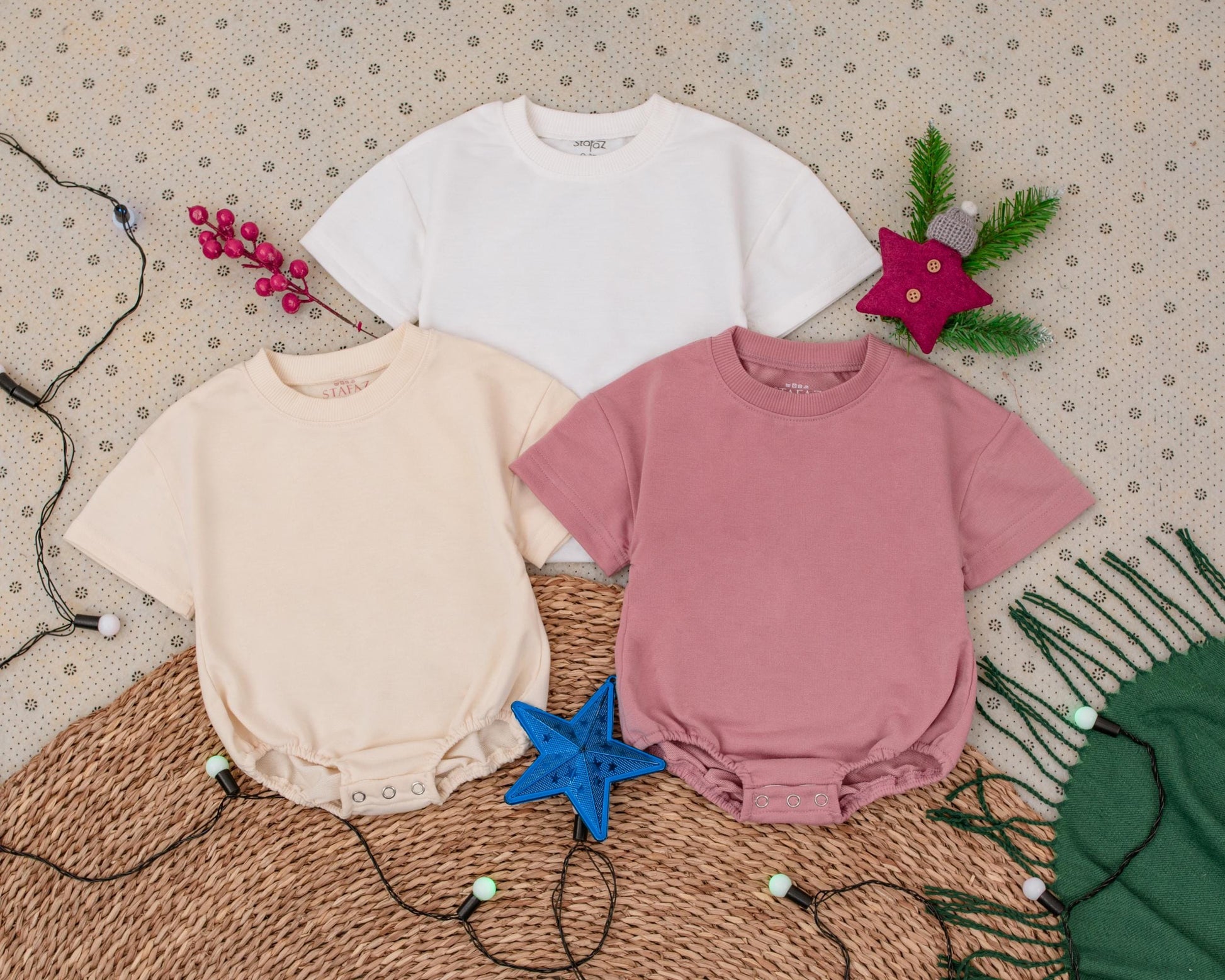 Personalized Baby's First Christmas Romper with Name Santa Hat Reindeer Antlers Ornament Design Holiday Infant Bodysuit Toddler Outfit