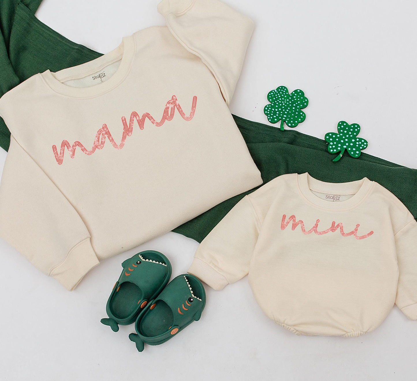 Sparkly Mama and Mini Sequin Sweatshirt Set - Matching Mom & Baby Bling Outfits, Christmas Glitter Family Romper Gift - Merry Mini Holiday Style