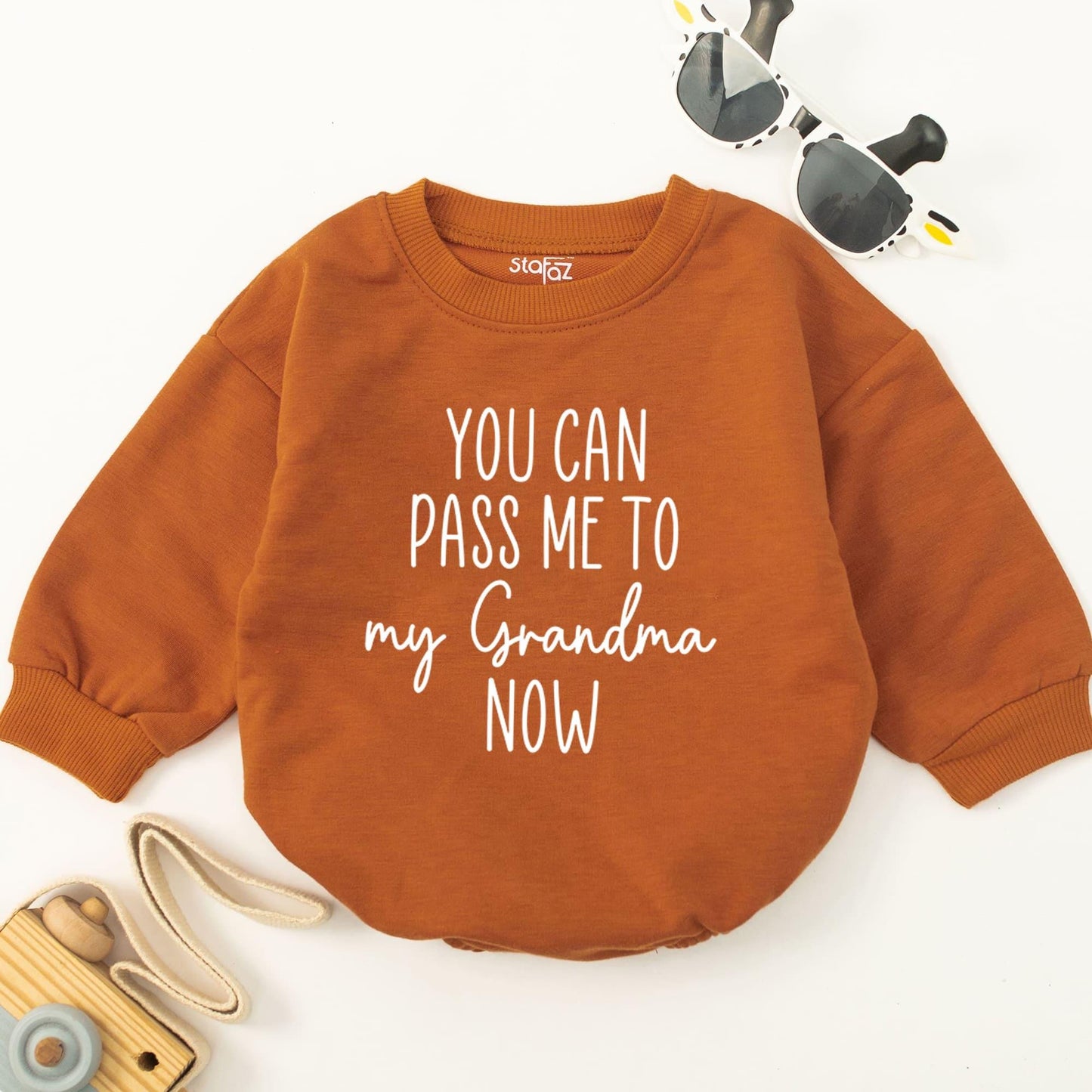 You Can Pass Me To My Grandma Now Baby Romper Funny Newborn Gift for New Grandma Pregnancy Reveal Baby Shower Outfit