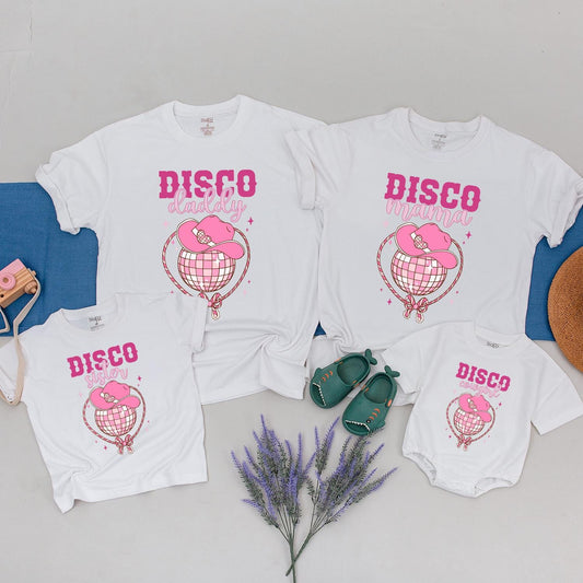 Matching Disco Cowgirl Birthday Shirts - 1st Birthday Party Outfit for Girl, Mommy and Me, Dad Disco Cowgirl Family Shirts