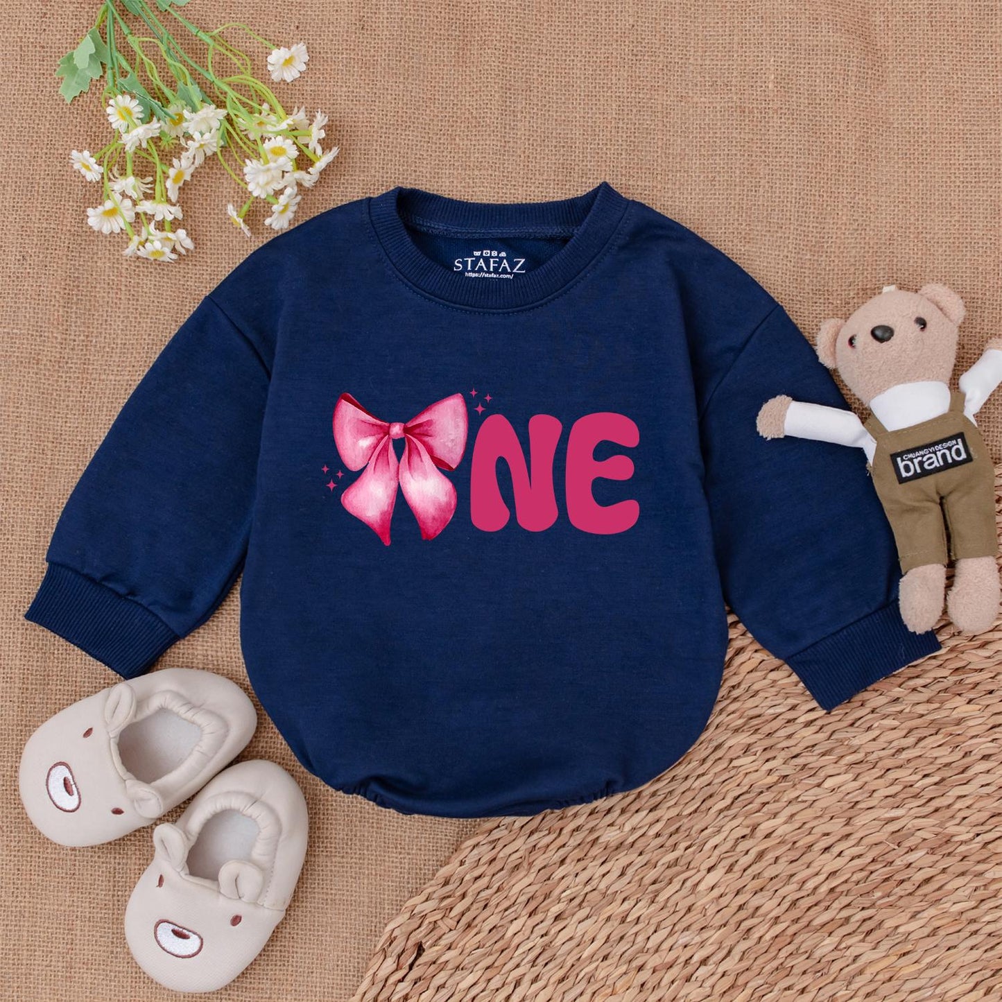 Birthday Girl Pink Bow Romper Personalized 1st Birthday Outfit Baby Girl Clothes Soft Cotton Bodysuit, Pink Bow Party Coquette Gift Newborn (139 chars)
