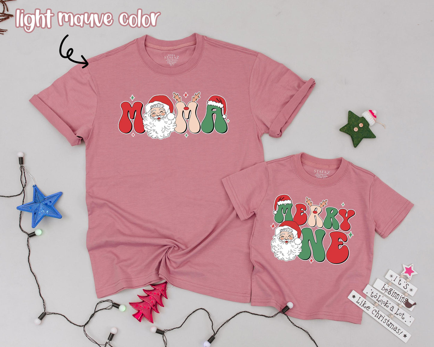 Merry One First Birthday Christmas Shirt with Santa Retro Psychedelic Lettering Matching Family Vintage Holiday Tee for Baby Announcement Gift