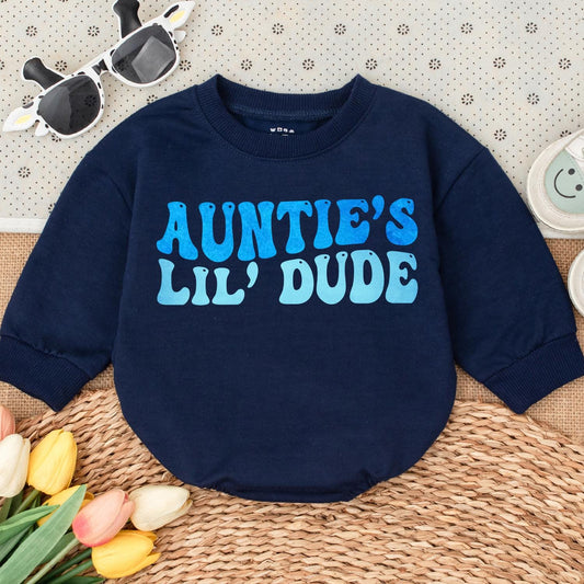 Auntie's Lil Dude Toddler Boy Shirt Cute Nephew Outfit Baby Boy Gift Auntie Nephew Present Pregnancy Announcement Comfort Cotton Fun