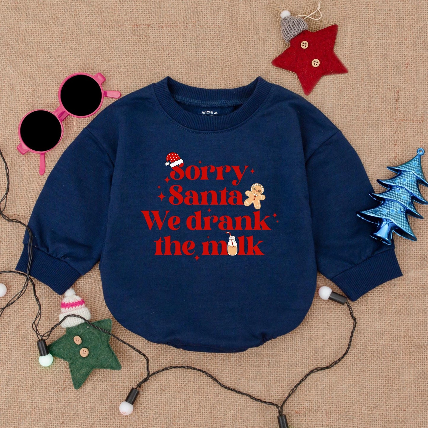 Sorry Santa Drank the Milk Bodysuit Baby's First Christmas Outfit Twin Holiday Romper Cheerful Newborn Clothes Cartoonish Christmas Present Cute Infant 135