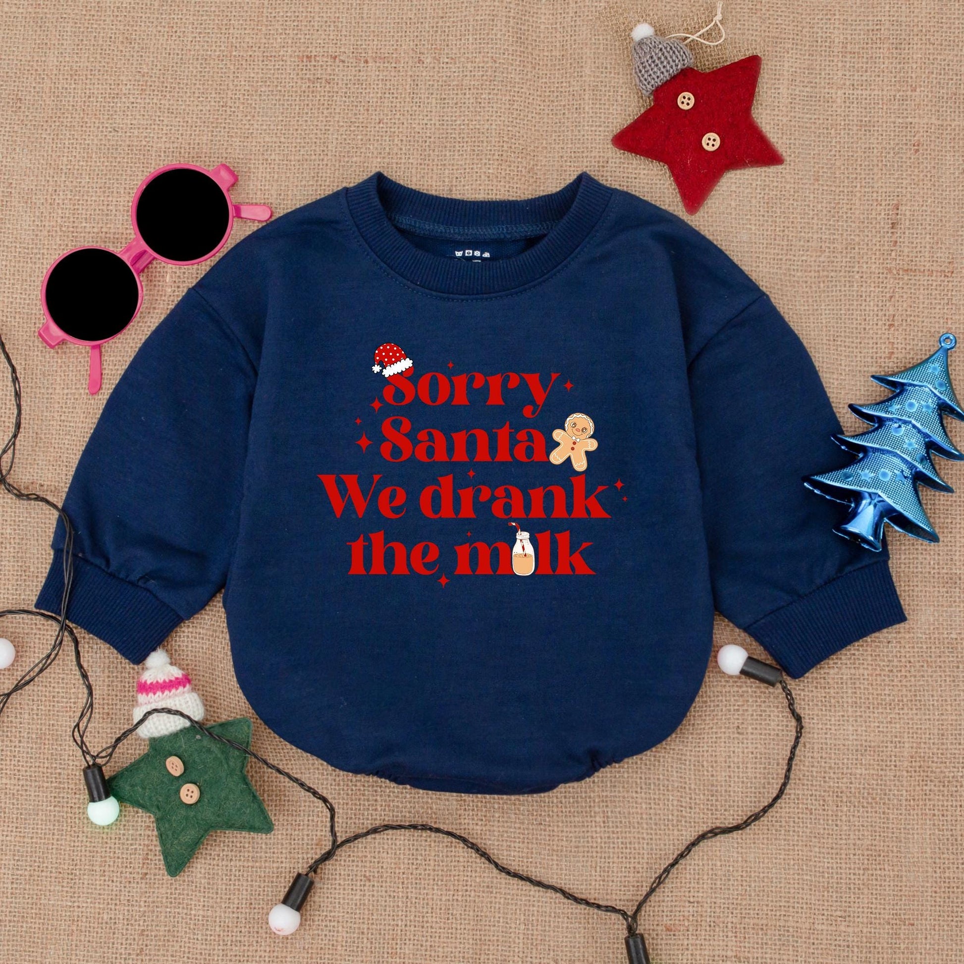 Sorry Santa Drank the Milk Bodysuit Baby's First Christmas Outfit Twin Holiday Romper Cheerful Newborn Clothes Cartoonish Christmas Present Cute Infant 135