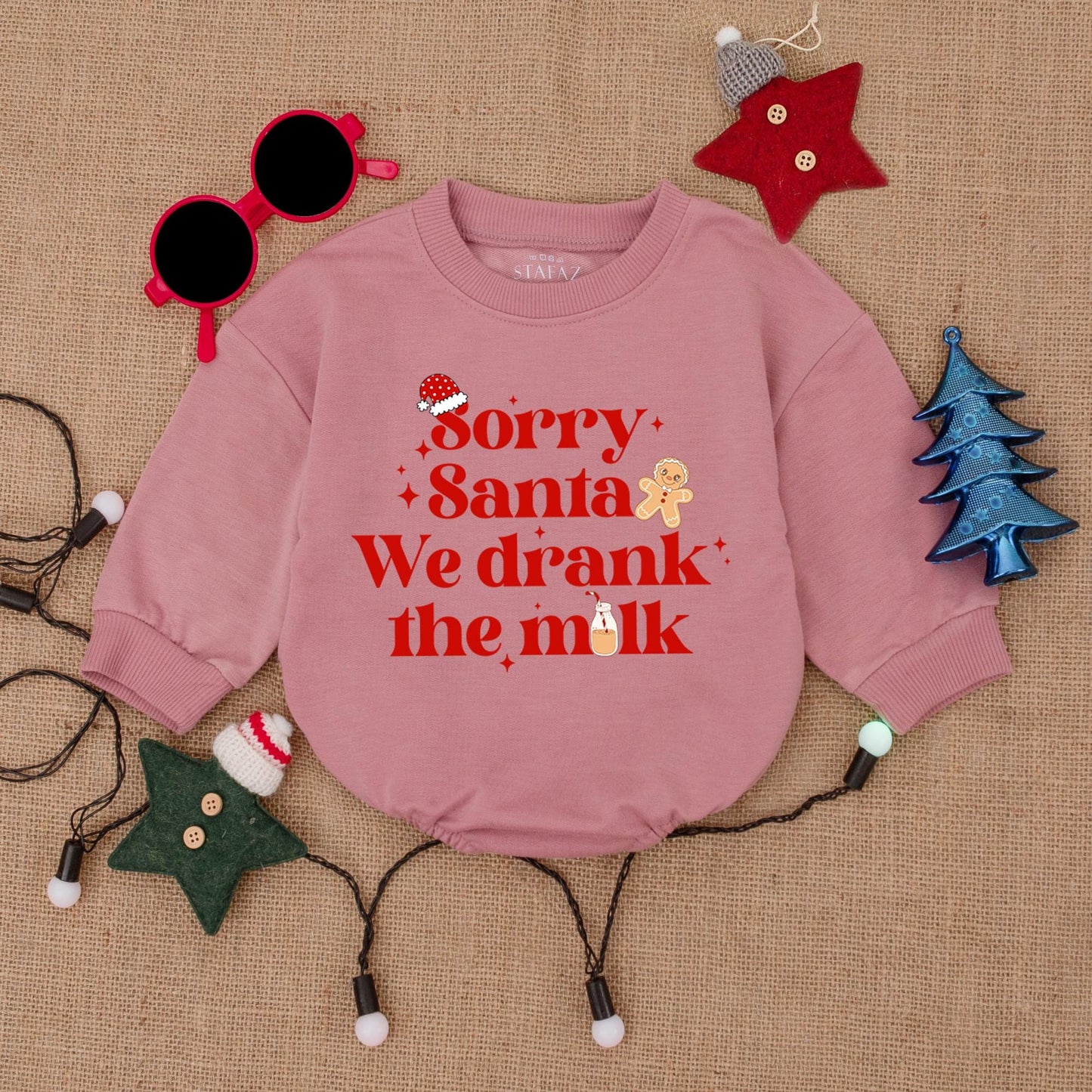 Sorry Santa Drank the Milk Bodysuit Baby's First Christmas Outfit Twin Holiday Romper Cheerful Newborn Clothes Cartoonish Christmas Present Cute Infant 135
