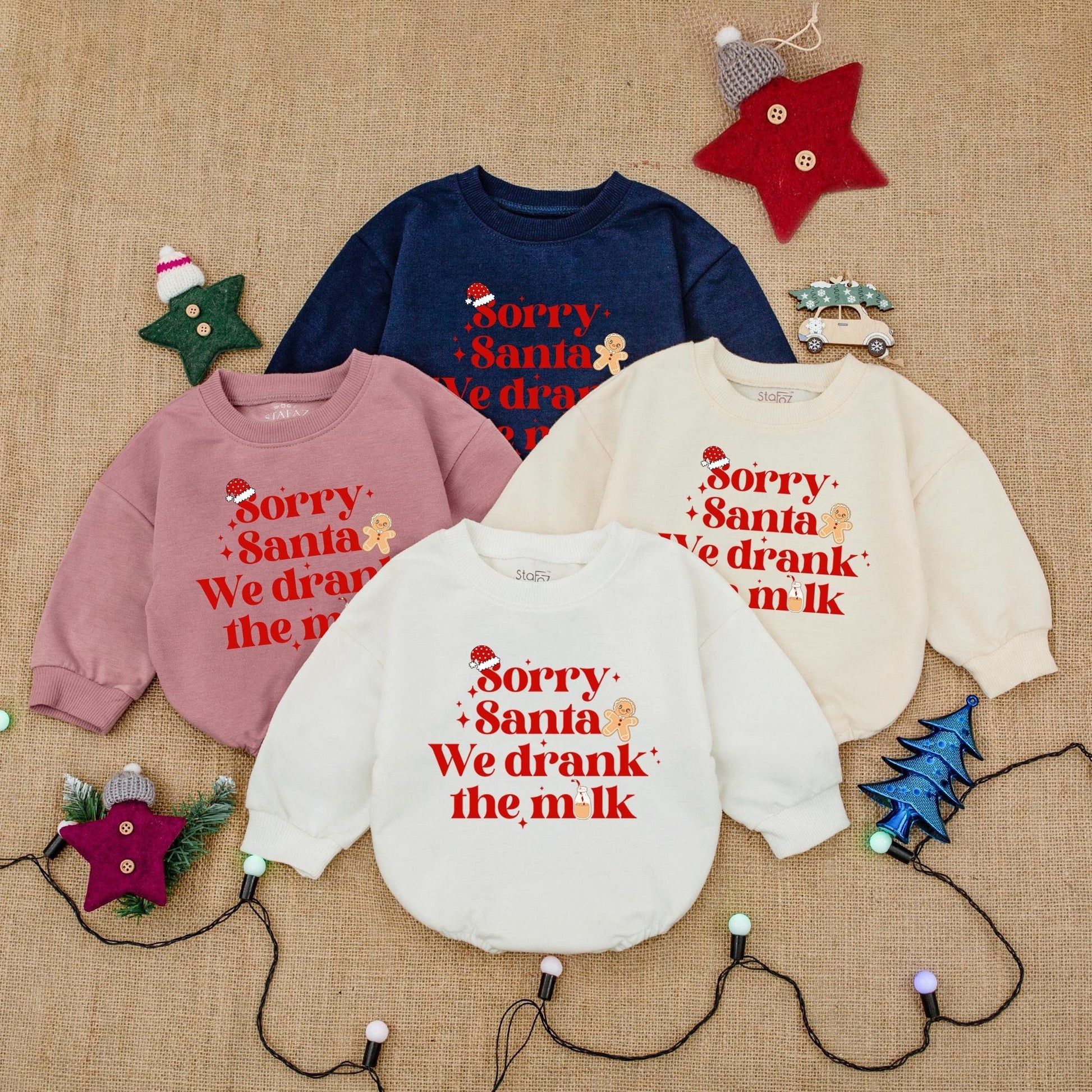Sorry Santa Drank the Milk Bodysuit Baby's First Christmas Outfit Twin Holiday Romper Cheerful Newborn Clothes Cartoonish Christmas Present Cute Infant 135