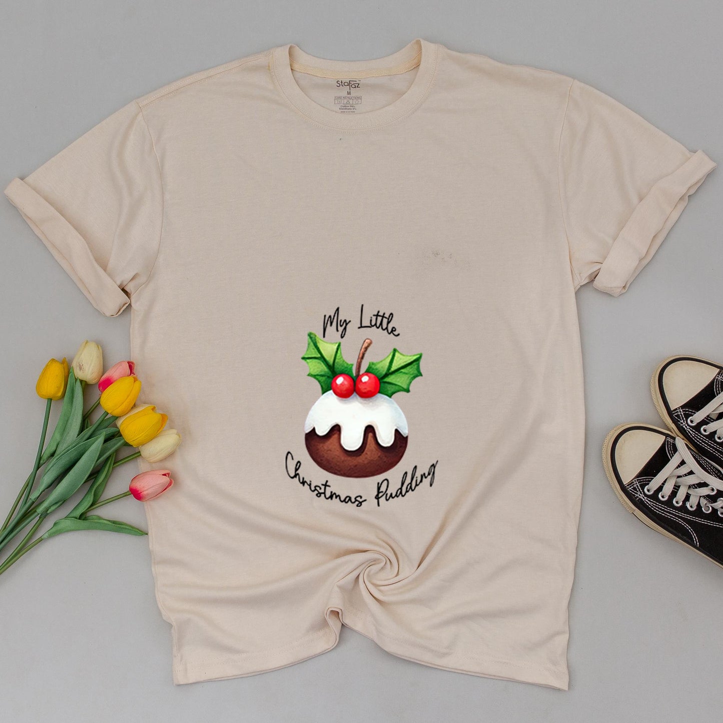 My Little Christmas Pudding Maternity Sweatshirt Festive Pregnancy Reveal Sweater Cute New Mom Gift Expecting Mom Holiday Design