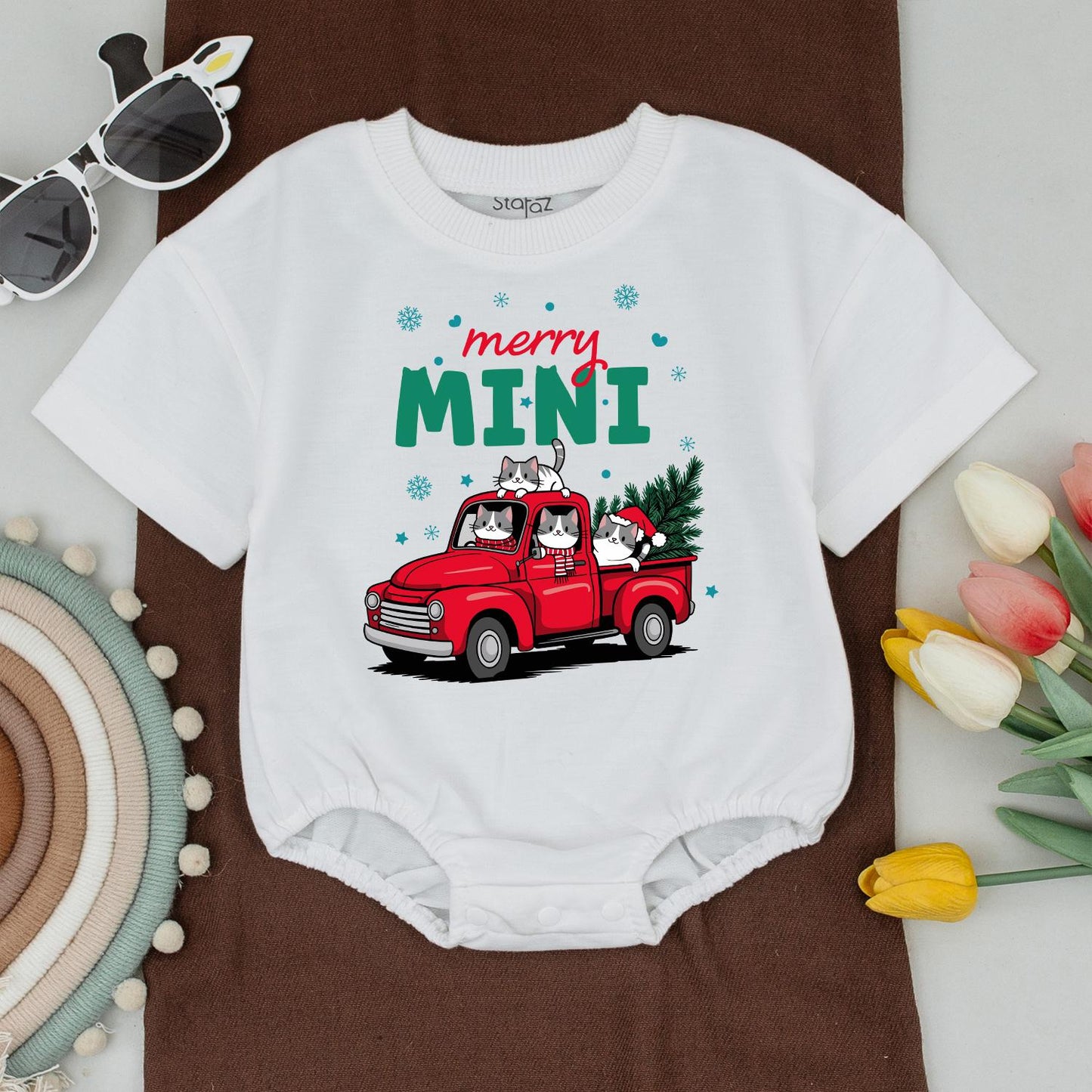 Merry Mama & Mini Christmas Truck Matching Shirts, Cute Cat Family Holiday Outfit, Baby's First Christmas Gift, Festive Mom and Son Tee, Soft Cotton 139