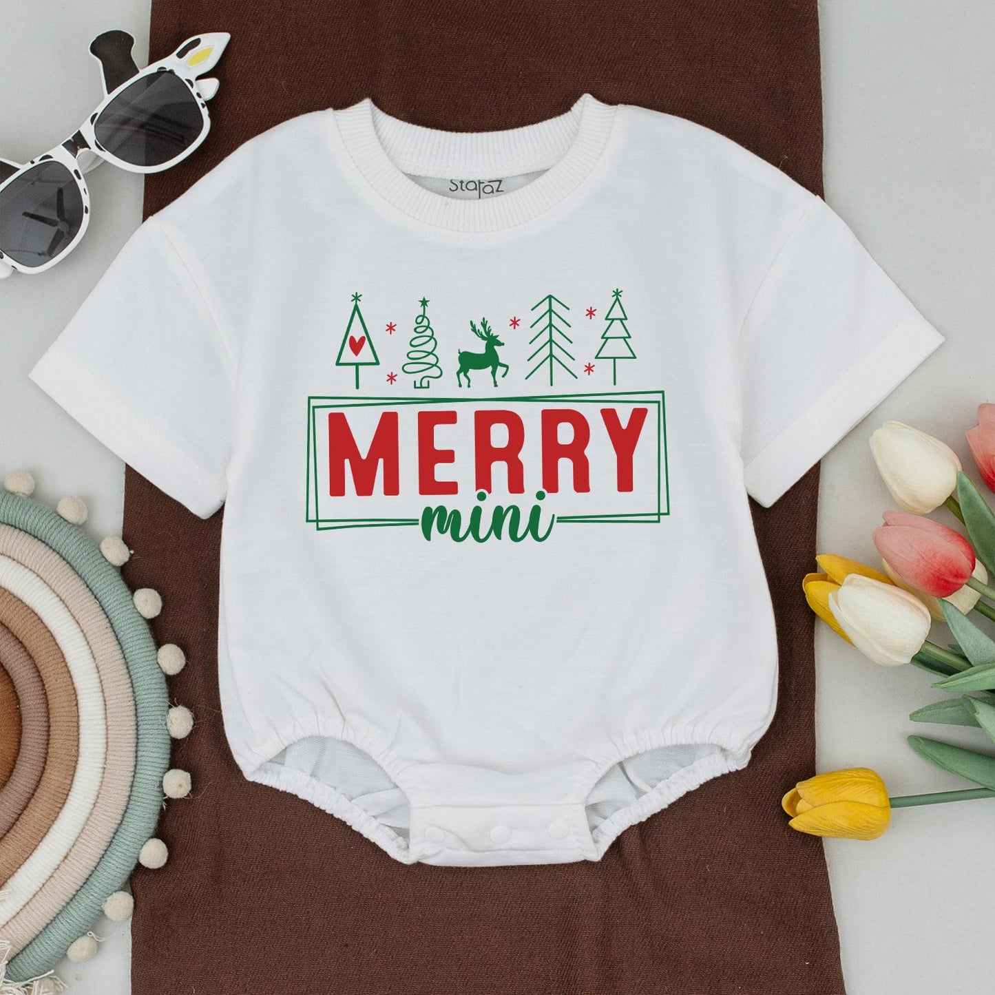 Merry Mama and Mini Christmas T-Shirts, Red and Green Matching Family Outfits for Mom and Boy, Festive Holiday Gift, First Christmas Tee 139 chr