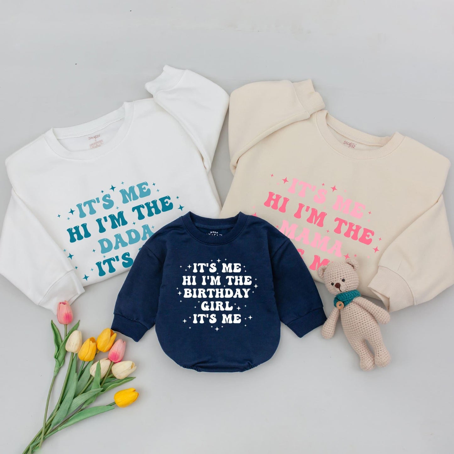 It's Me Hi I'm The Birthday Girl Shirt White Stars Matching Outfit Mommy and Me Birthday Girl Shirt First Birthday Celebration