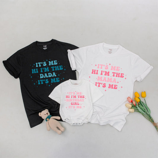 It's Me Hi I'm The Birthday Girl Shirt White Stars Matching Outfit Mommy and Me Birthday Girl Shirt First Birthday Celebration
