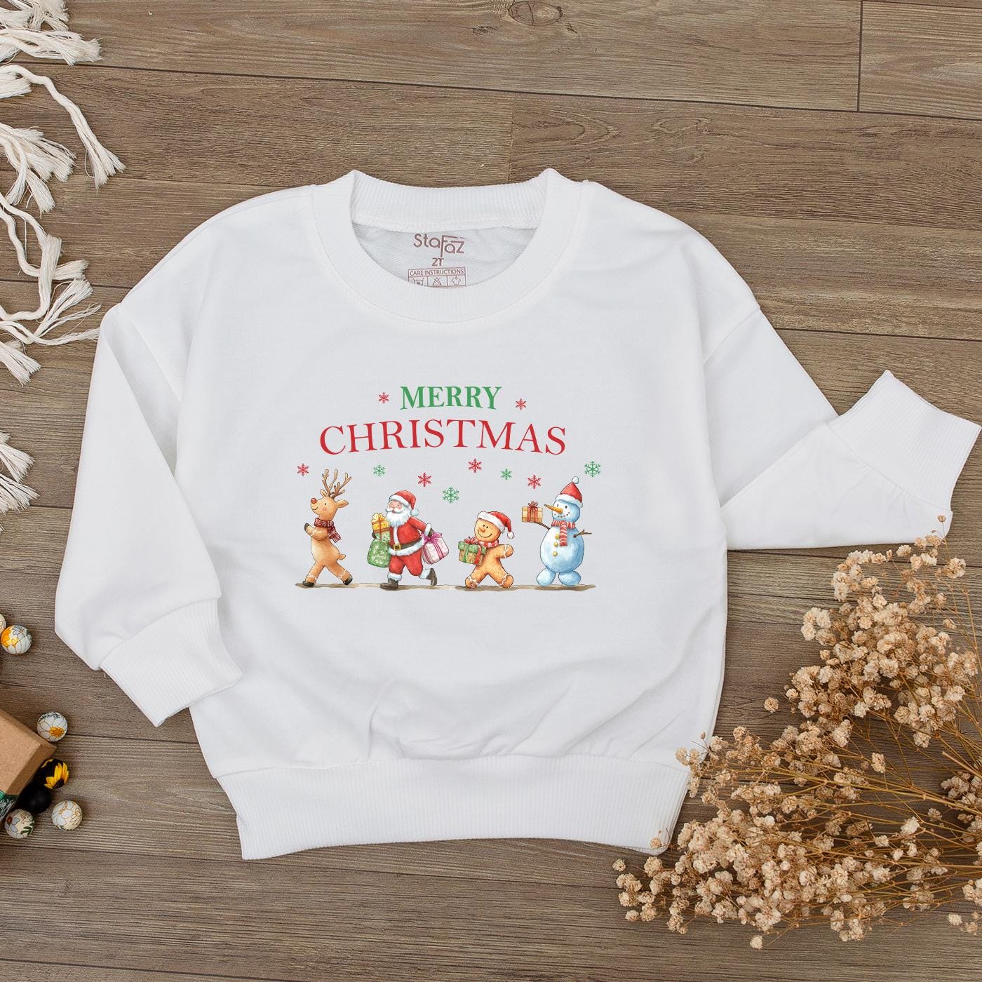 Merry Christmas Baby Romper Outfit! Festive Reindeer Santa 1st Christmas Newborn Gift Set for Baby Girls Boys, Cute Holiday Sweatshirt Kids Clothes