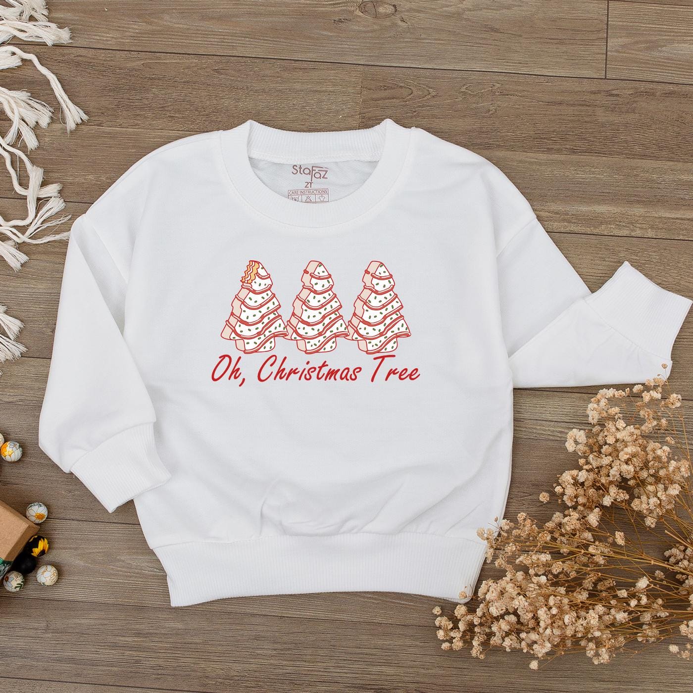 Oh Christmas Tree Baby Bodysuit & Retro Holiday Cake Sweater Cute Girl Shirt First Christmas