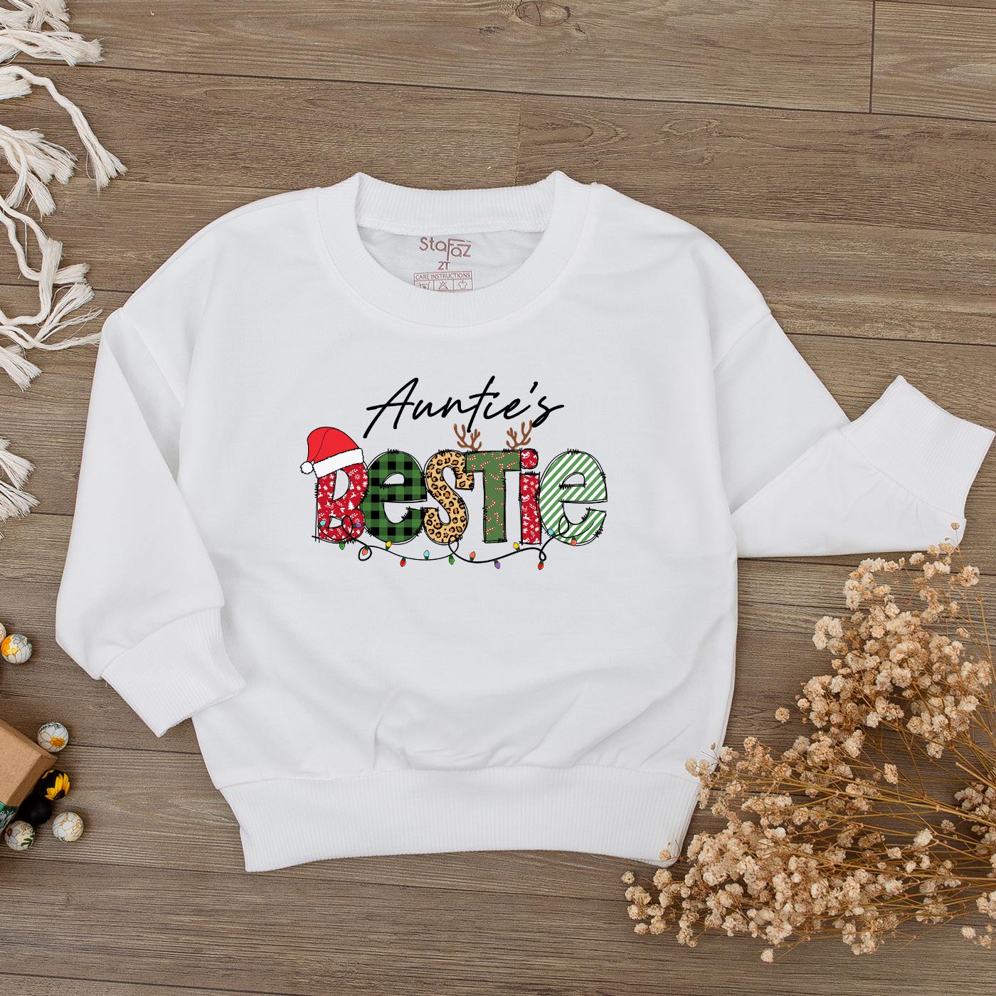 Auntie's Bestie Baby Romper First Christmas Outfit Plaid Polka Dot Stripes Santa Hat Baby Shower Gift for Niece Newborn Girl Xmas Clothes