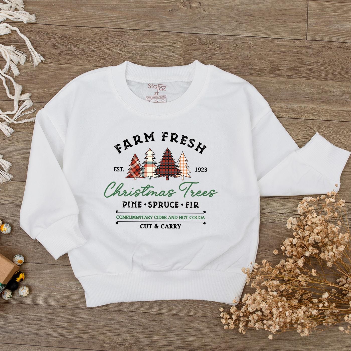 Farm Fresh Christmas Tree Baby Romper Vintage Holiday Outfit Infant Clothes, Pine Spruce Fir Bodysuit Cute Gender Neutral Gift Cider Cocoa 138 chars