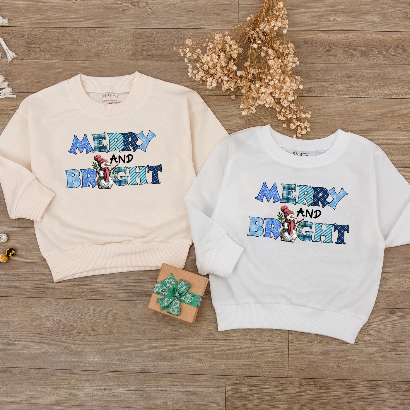 Merry & Bright Christmas Baby Bodysuit Plaid Lettering Snowman Outfit First Christmas Romper Holiday Newborn Clothes Soft Baby Shower Gift 138char