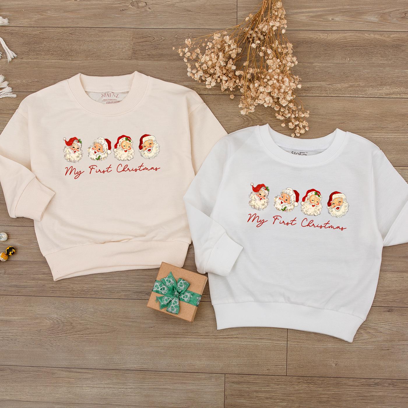 Merry First Christmas Baby Bubble Romper Cute Santa Claus Print Outfit Newborn Gift Boy Girl