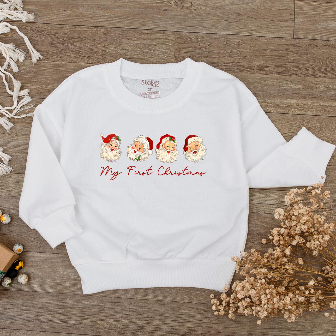 Merry First Christmas Baby Bubble Romper Cute Santa Claus Print Outfit Newborn Gift Boy Girl