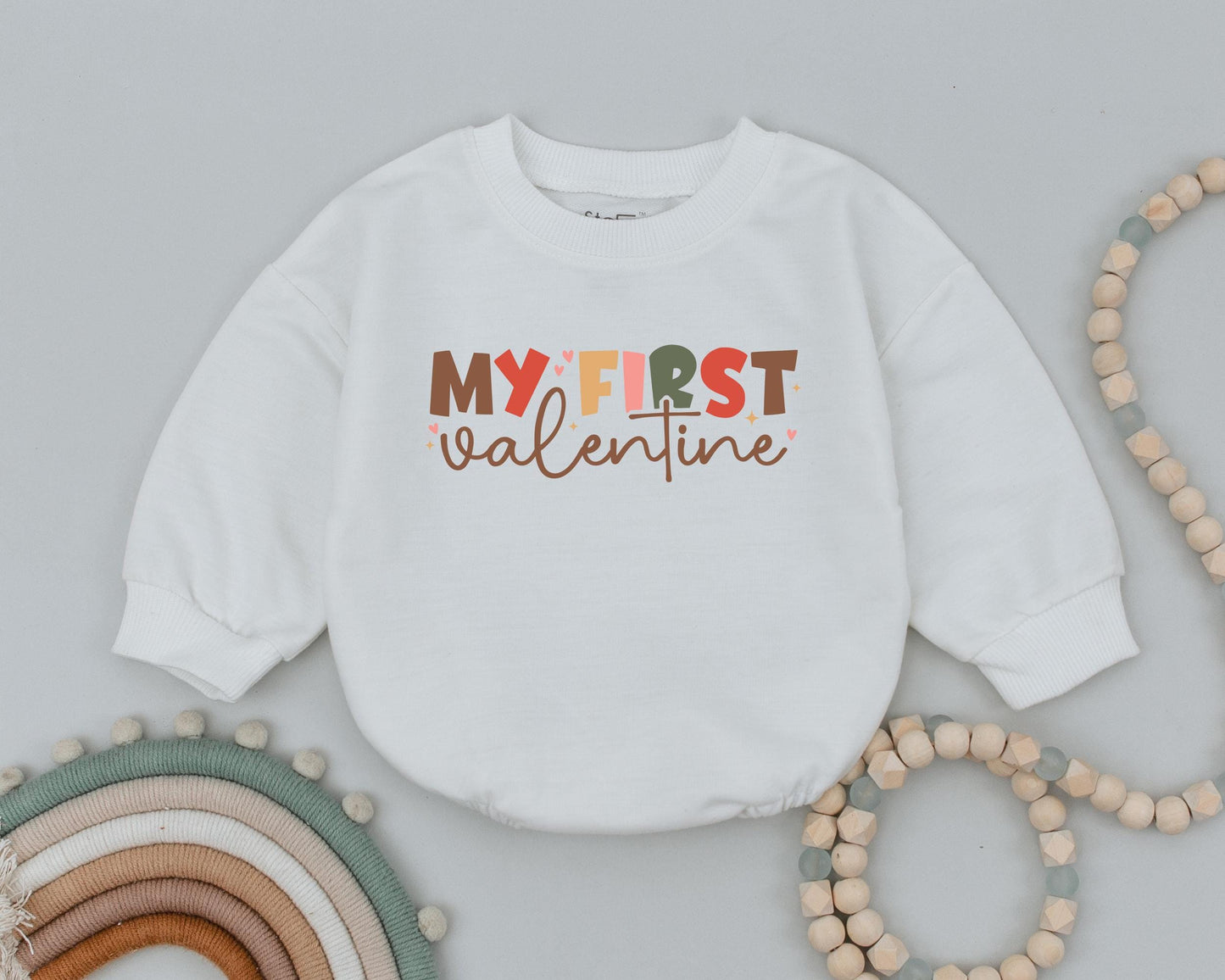 Retro Valentine Bubble Romper for Baby First Valentine's Day Outfit Infant Bodysuit Sweetheart Gift for Boys and Girls