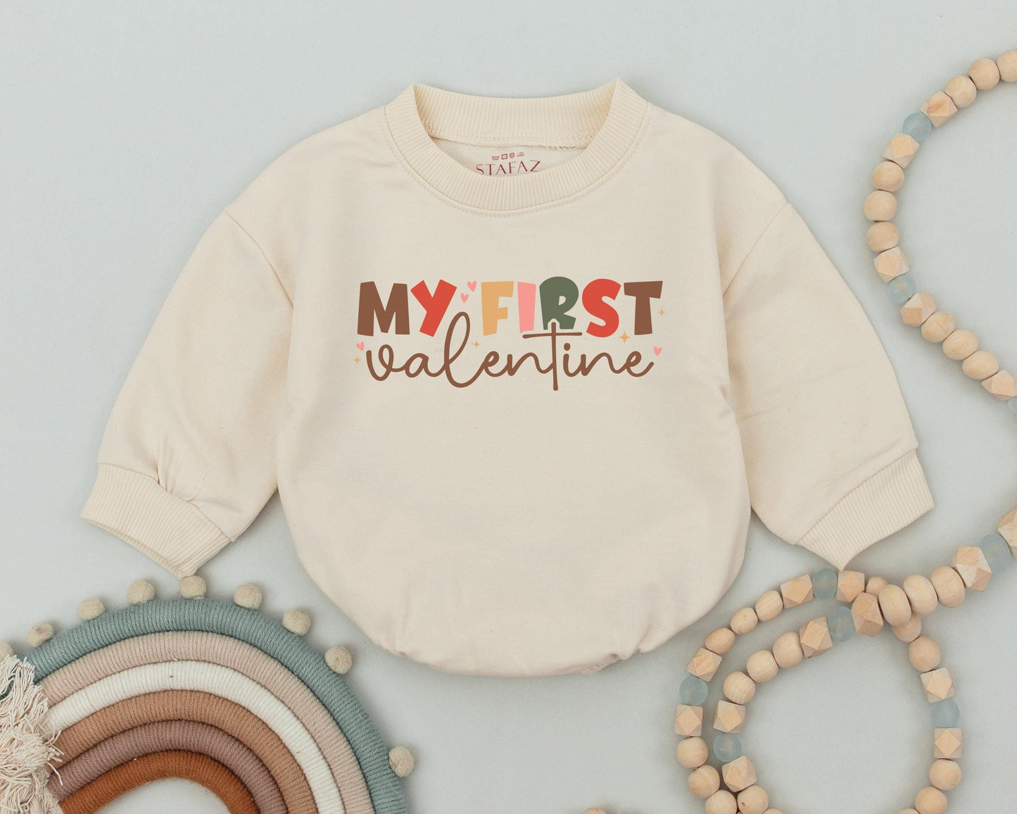 Retro Valentine Bubble Romper for Baby First Valentine's Day Outfit Infant Bodysuit Sweetheart Gift for Boys and Girls