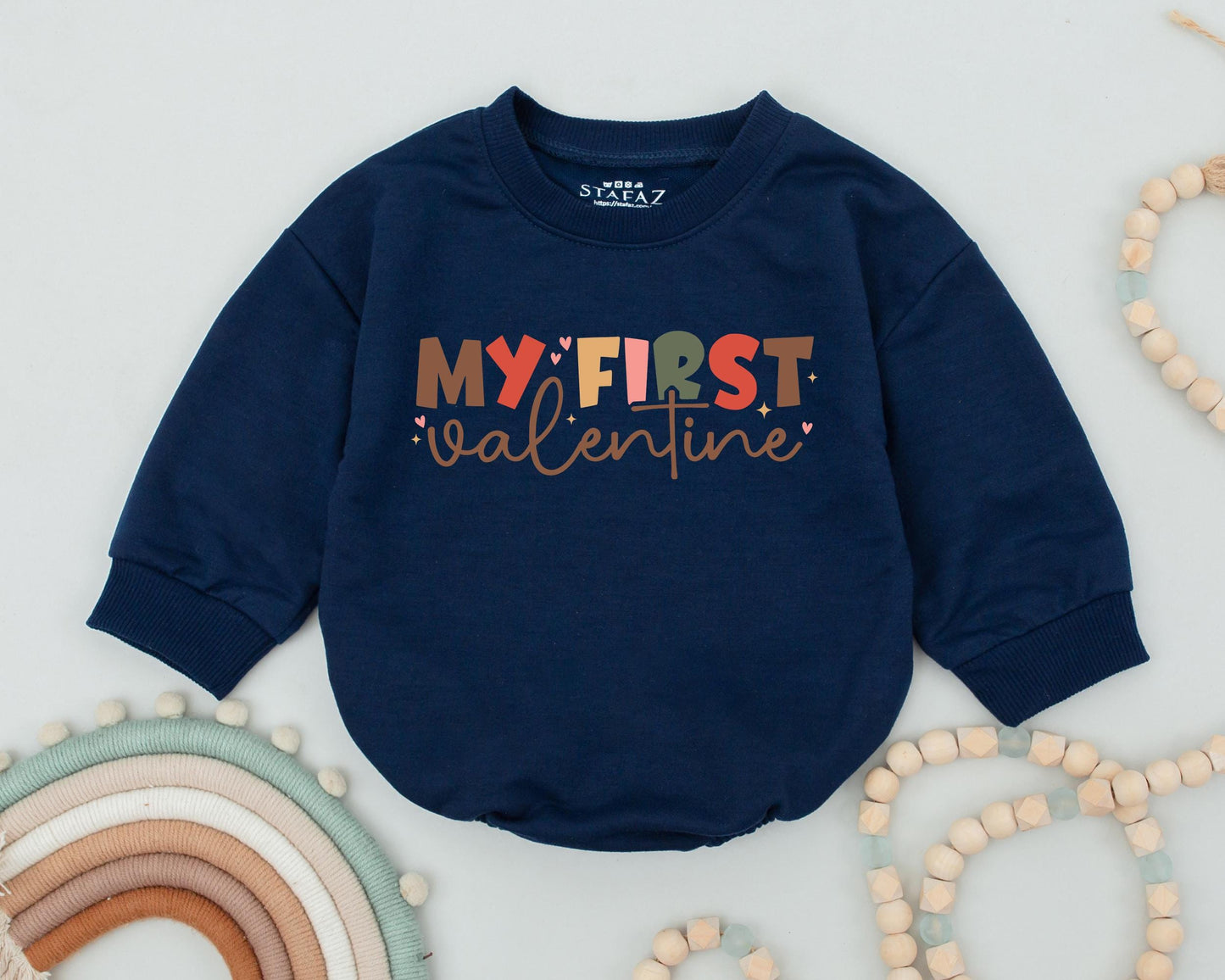 Retro Valentine Bubble Romper for Baby First Valentine's Day Outfit Infant Bodysuit Sweetheart Gift for Boys and Girls