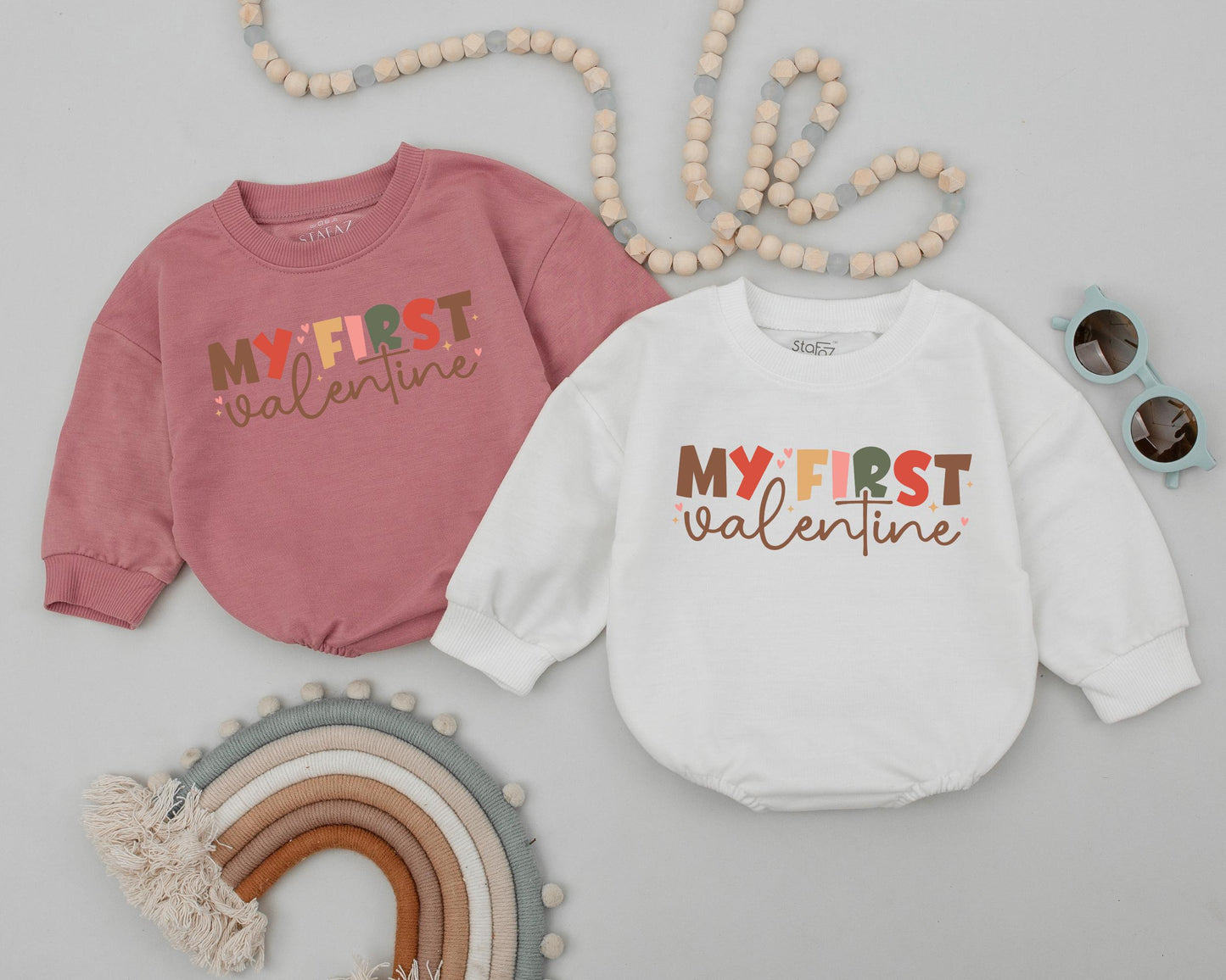 Retro Valentine Bubble Romper for Baby First Valentine's Day Outfit Infant Bodysuit Sweetheart Gift for Boys and Girls