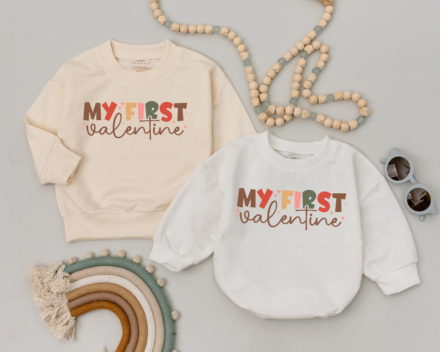 Retro Valentine Bubble Romper for Baby First Valentine's Day Outfit Infant Bodysuit Sweetheart Gift for Boys and Girls
