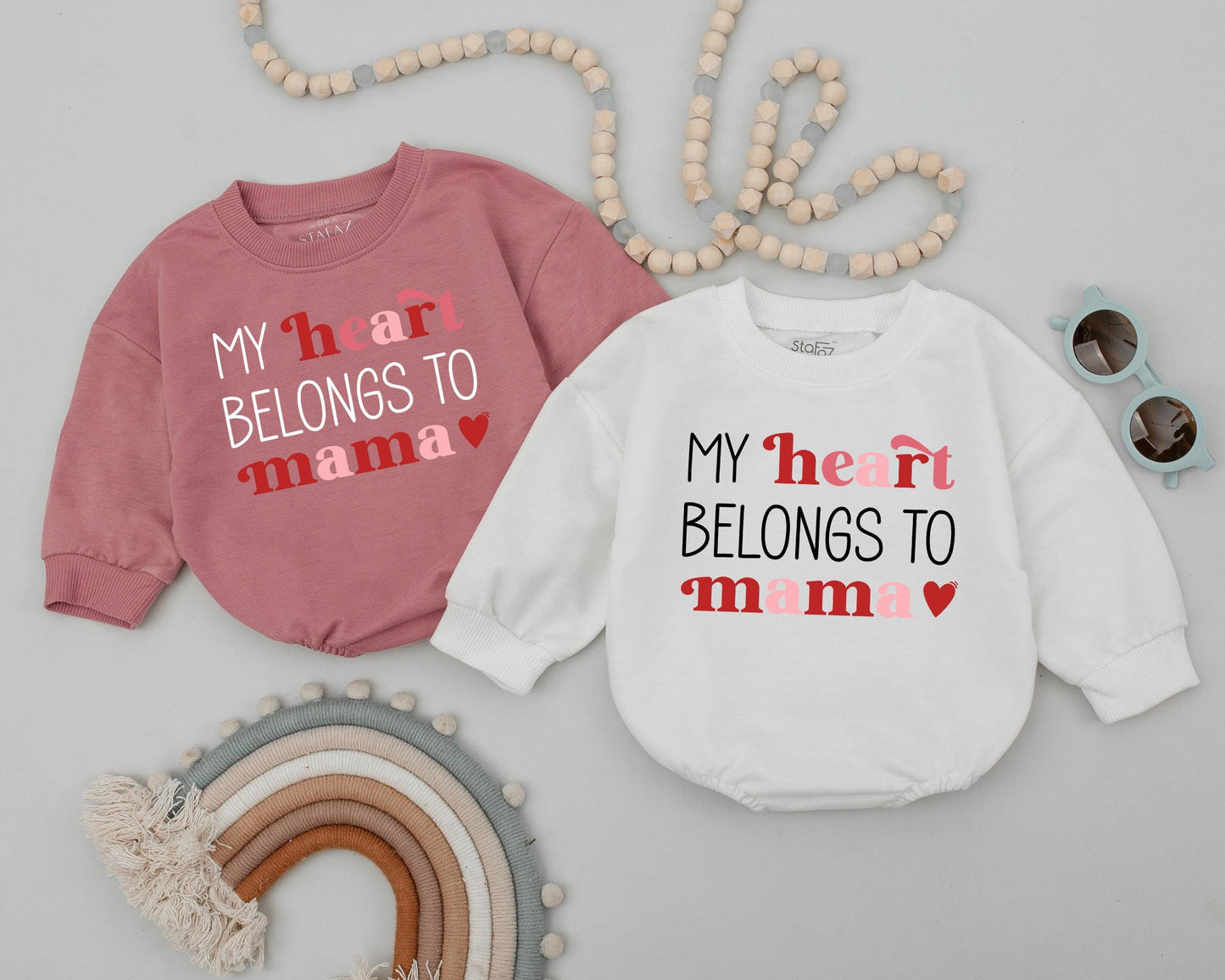My Heart Belongs To Mama Baby Romper Valentines Outfit Infant Bodysuit Valentines Baby Girl Clothes Kids Valentines Gift