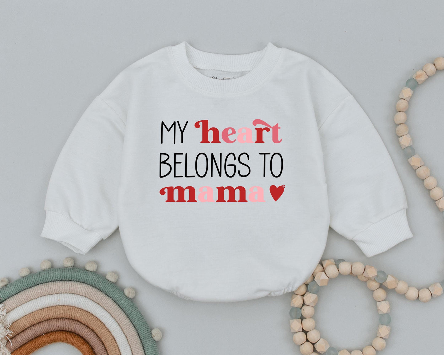My Heart Belongs To Mama Baby Romper Valentines Outfit Infant Bodysuit Valentines Baby Girl Clothes Kids Valentines Gift