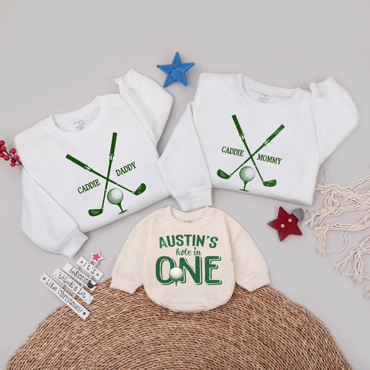 Golf Birthday Sweatshirt, Hole in One Birthday Party, Matching Family, Caddie Daddy Of The Birthday Boy