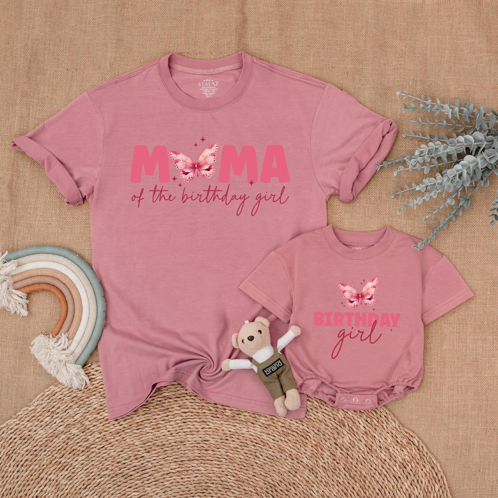 Butterfly Birthday Girl Matching Family Shirts Cute Outfit Baby Romper First Birthday Party Flutter Theme Matching Set Toddler Birthday Gift Idea