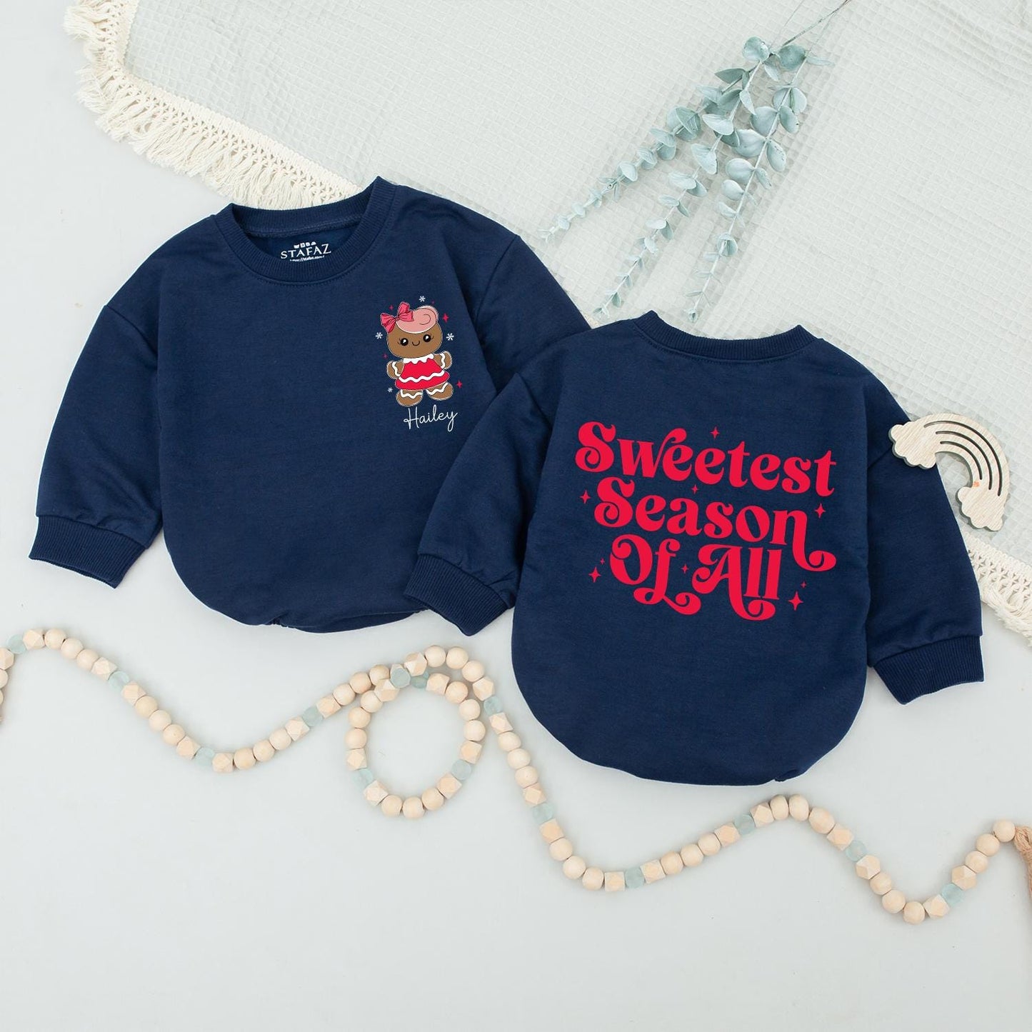 Personalized Gingerbread Sweetest Season Sweatshirt, Baby's First Christmas Cookie Crew, Cute Festive Holiday Sweater for Girls, Infant Xmas Gift 137