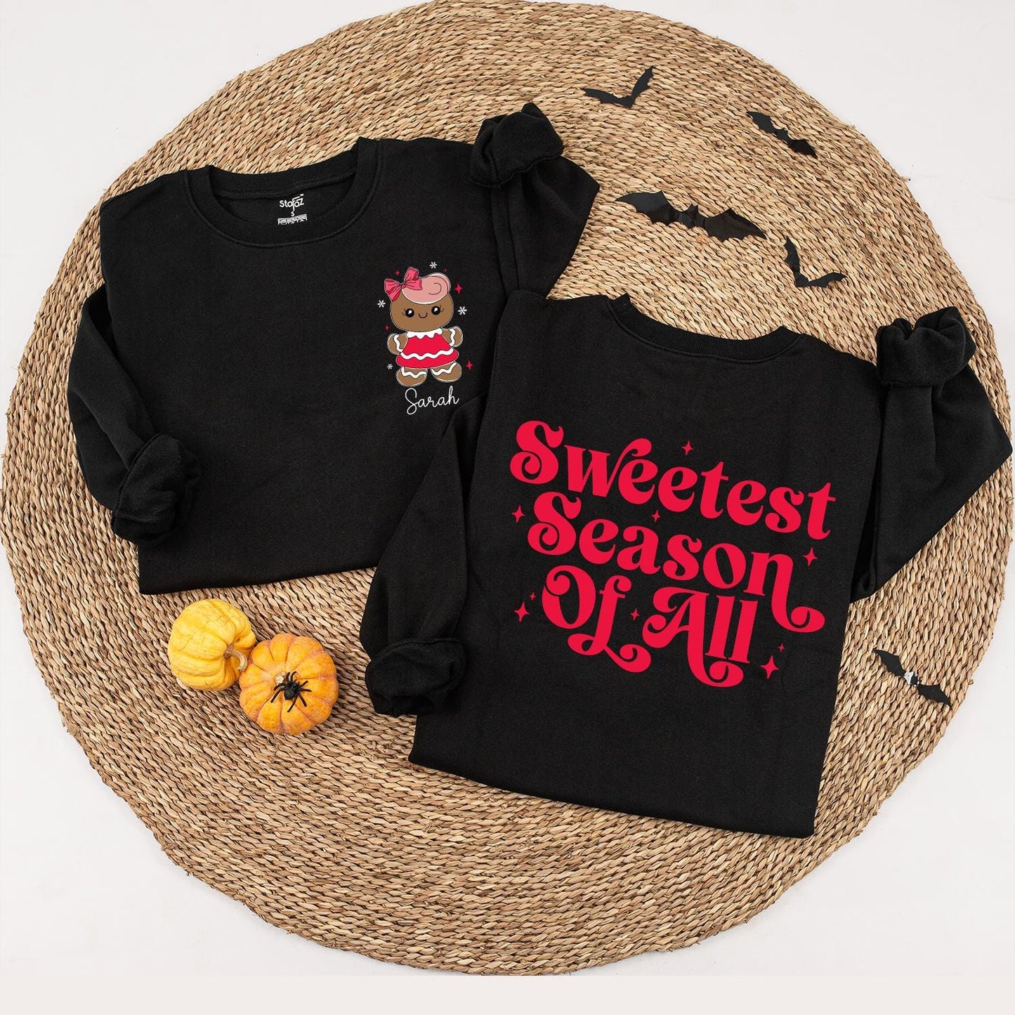 Personalized Gingerbread Sweetest Season Sweatshirt, Baby's First Christmas Cookie Crew, Cute Festive Holiday Sweater for Girls, Infant Xmas Gift 137