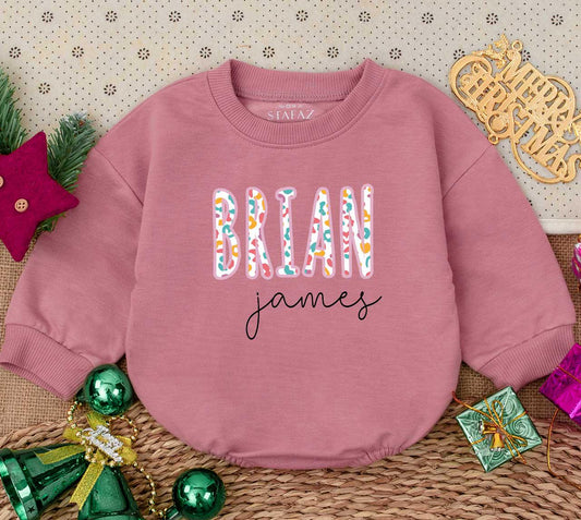 Personalized Christmas Baby Romper: Brian & james Name Sweater Outfit, First Christmas Outfit, Custom Newborn Gift, Soft Holiday Romper Sweatshirt 135chars