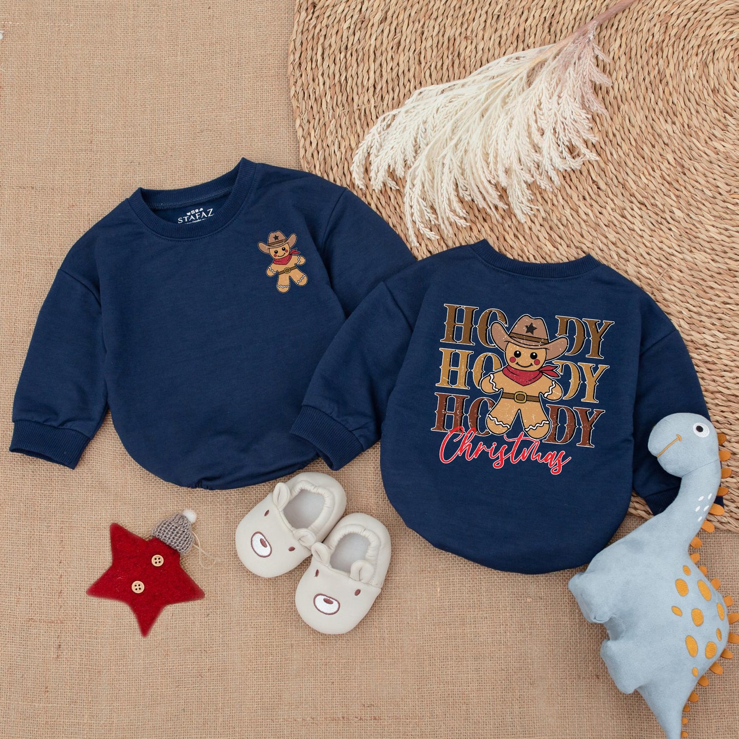 Howdy Christmas Gingerbread Baby Romper, Cowboy Holiday Infant Clothes, Western Winter Gift, Retro Xmas Bodysuit, Fun Baby Outfit (136 chars)
