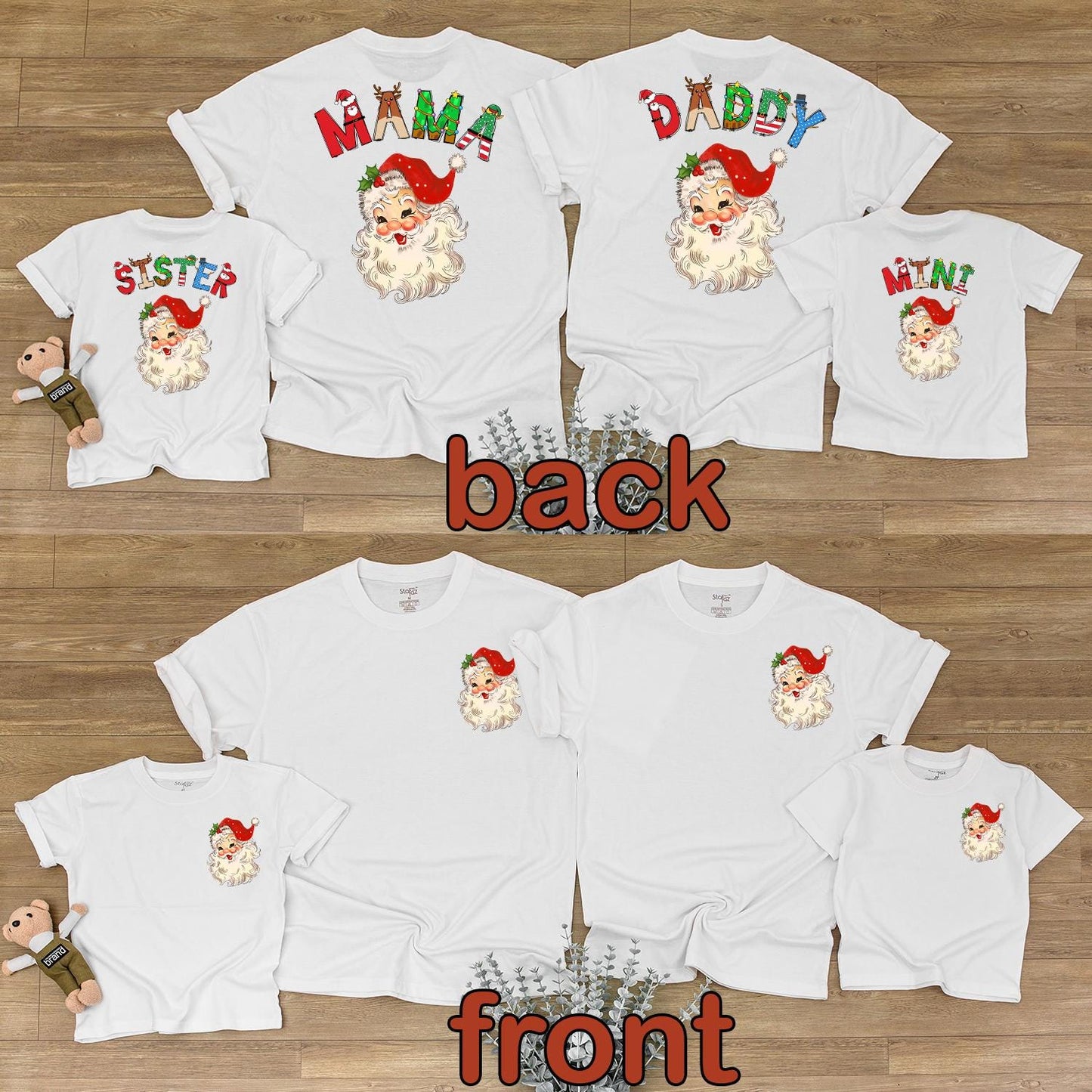 Matching Mama & Mini Christmas Shirts Retro Santa Face Family Holiday Tee Mommy and Me Outfit Red Green White Cotton Cute Xmas