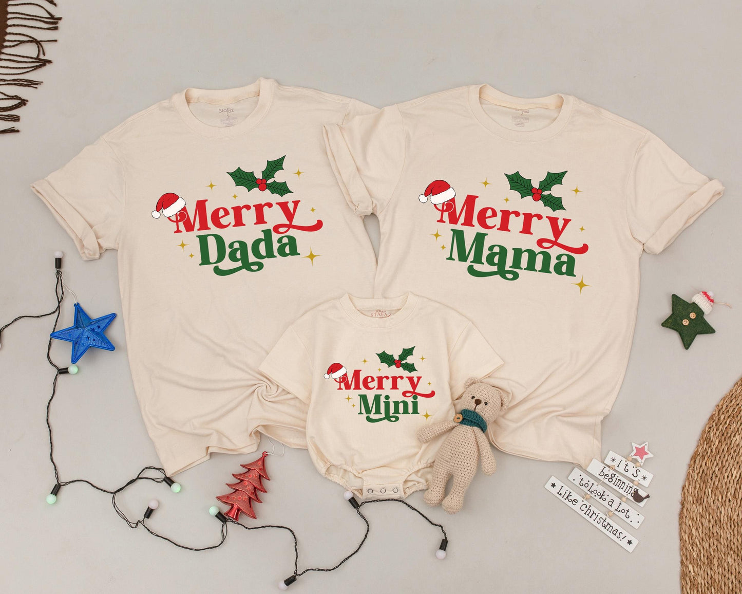 Matching Merry Christmas Family Shirts: Retro Holiday Design for Mom, Dad & Baby! First Christmas Outfit