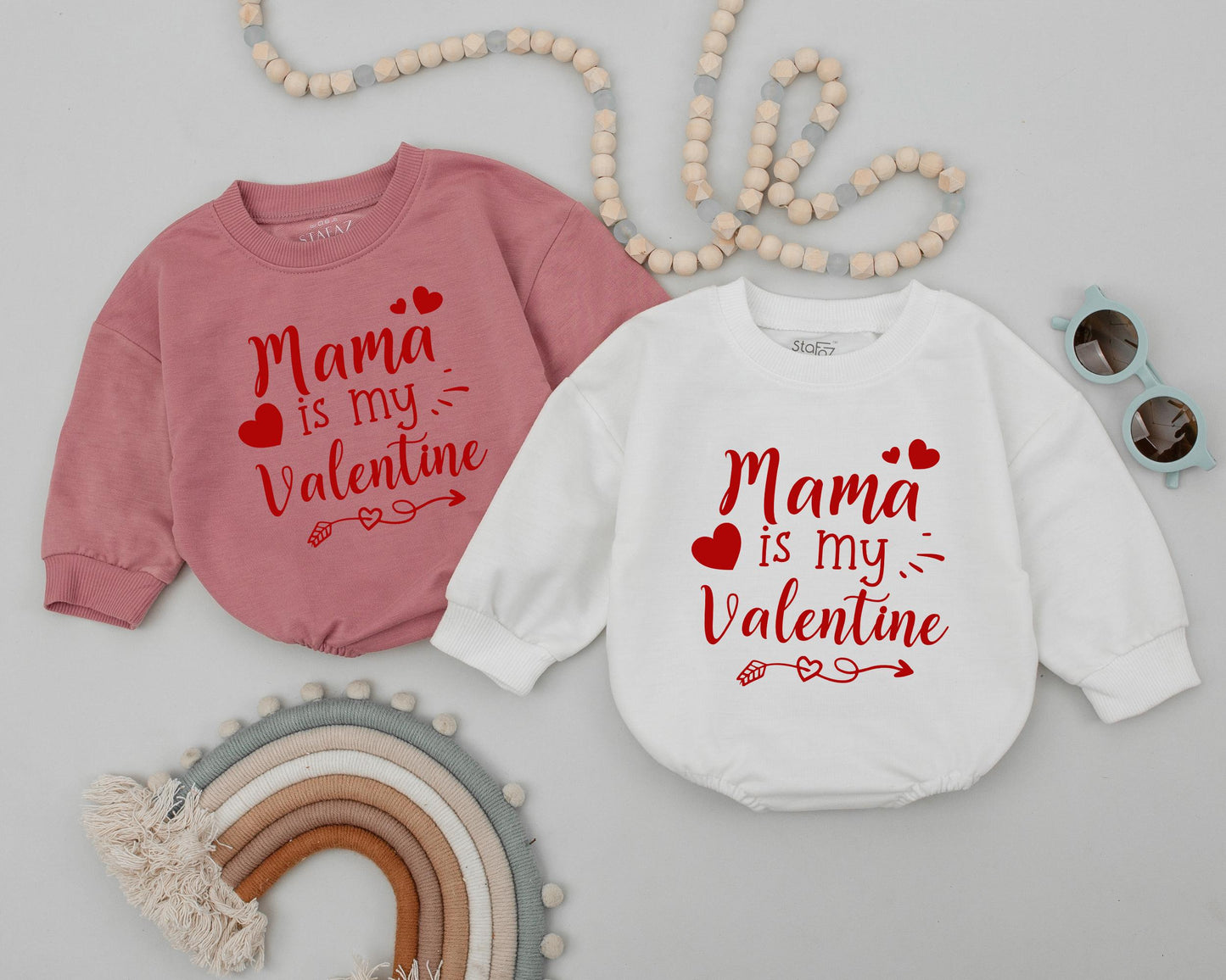 Mama is My Valentine Baby Bubble Romper Cute Red Heart Infant Outfit First Valentine's Day Clothes Baby Shower Gift Toddler