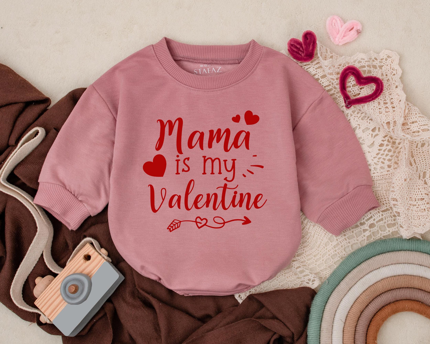 Mama is My Valentine Baby Bubble Romper Cute Red Heart Infant Outfit First Valentine's Day Clothes Baby Shower Gift Toddler