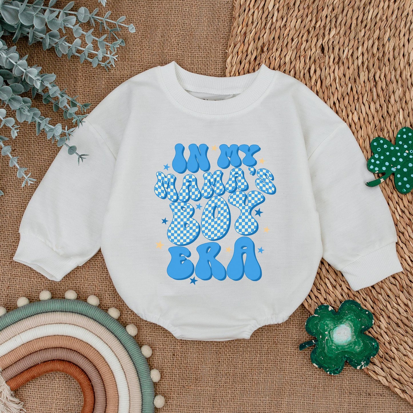Retro Mama's Boy & Mama Matching Outfits Baby Romper & Sweatshirt Neutral Toddler Boy Cotton Set Mommy and Me USA