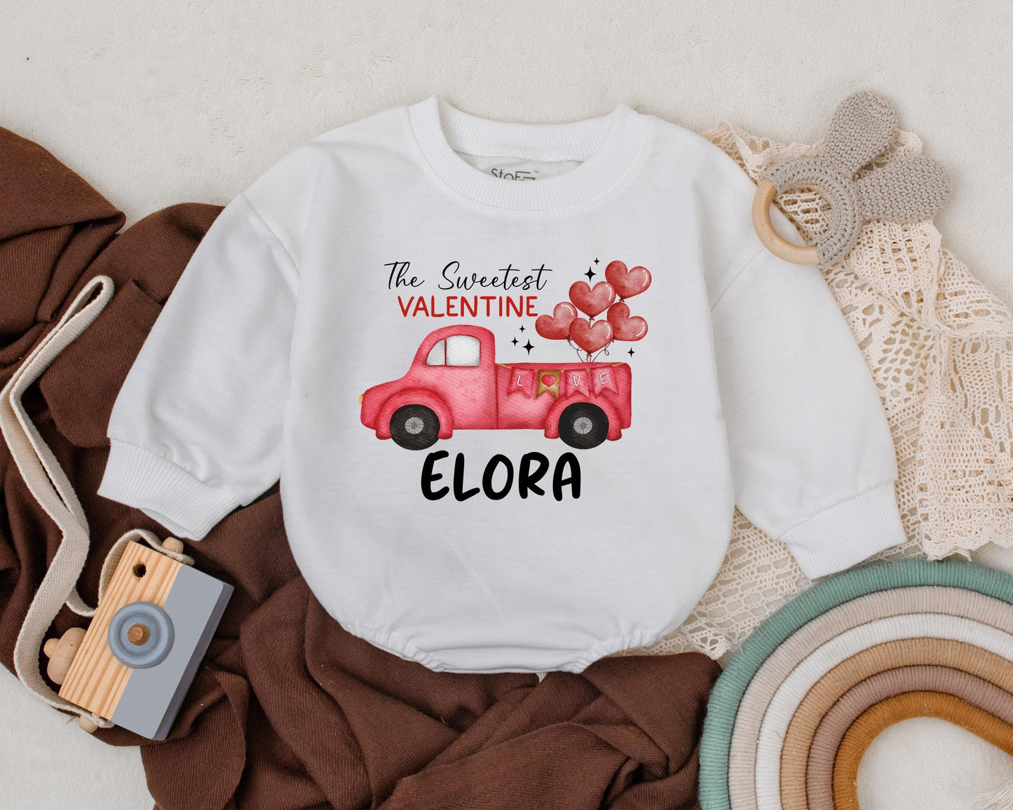 Custom Name First Valentine's Day Romper Newborn Baby Girls Boys Bodysuit Sweetest Infant Kids Outfit Baby Shower Gift Comfortable Cotton Apparel