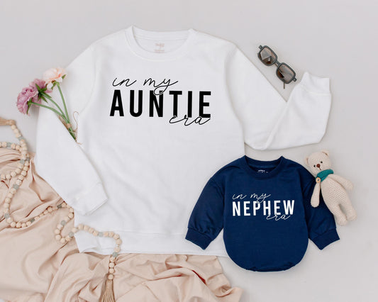 Matching Auntie & Nephew Era Sweatshirts | Custom Aunt Gift | Black Text on Soft Cotton | Family Matching Outfits