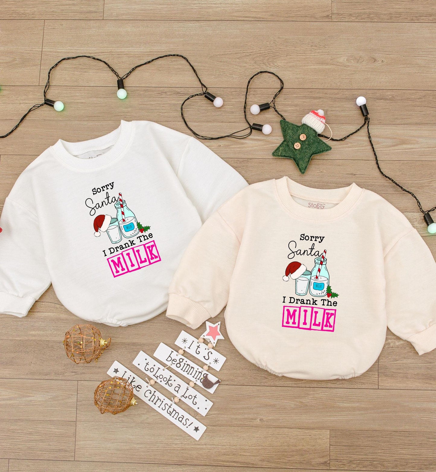 Sorry Santa I Drank The Milk Romper Whimsical Christmas Baby Outfit Long Sleeve Bodysuit Cozy Holiday Infant Clothes First Christmas Bodysuit 137