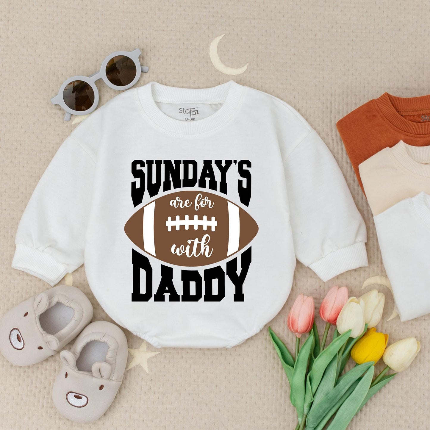 Sunday Football Daddy Baby Bubble Romper Newborn Boy Gameday Outfit Soft Cotton Comfortable Baby Clothes First Birthday Gift