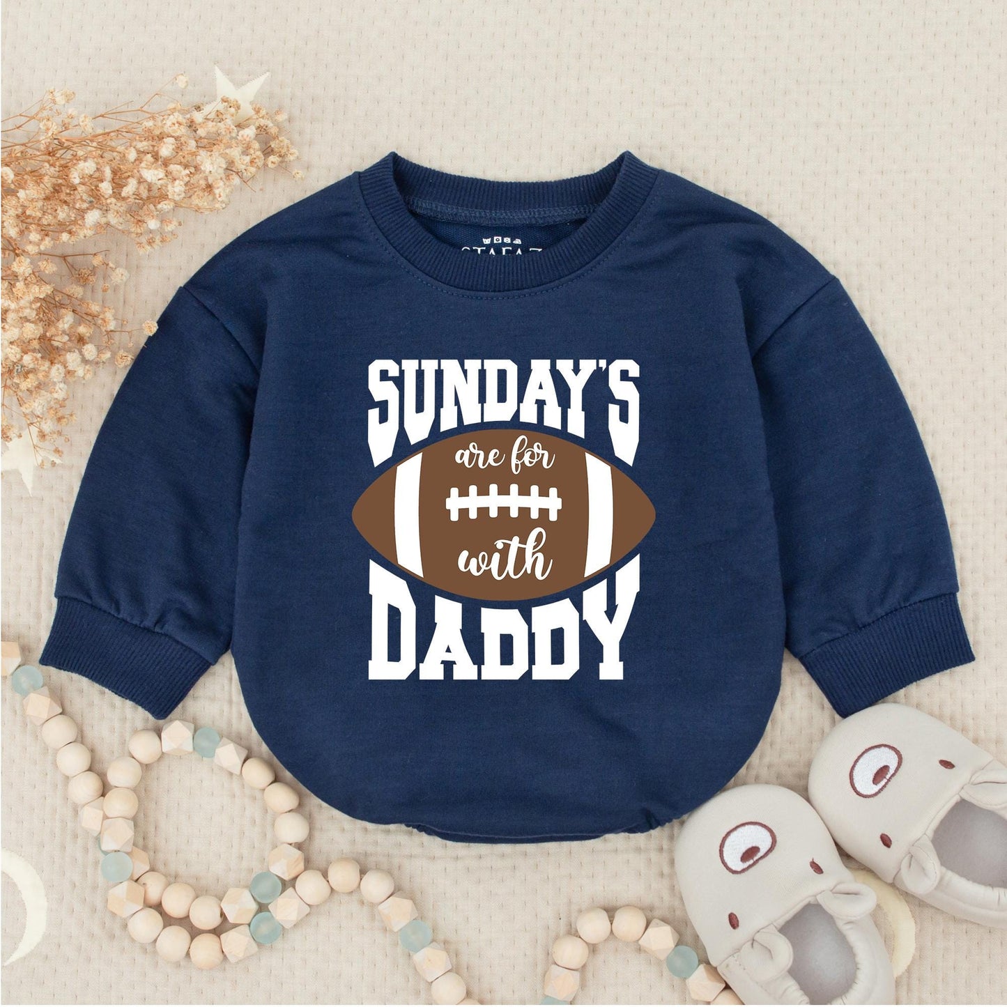Sunday Football Daddy Baby Bubble Romper Newborn Boy Gameday Outfit Soft Cotton Comfortable Baby Clothes First Birthday Gift