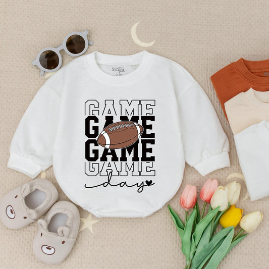 Gameday Football Baby Boy Bubble Romper - Daddy's Little Player Newborn Outfit Baby Boy Clothes Gift - Football Bodysuit
