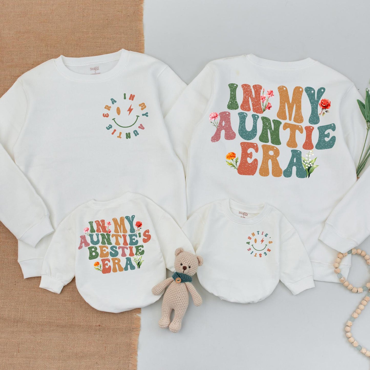 In My Auntie Era Retro Floral Sweatshirt Matching Auntie Niece Wild Flower Vibes Gift Idea Cool Aunt