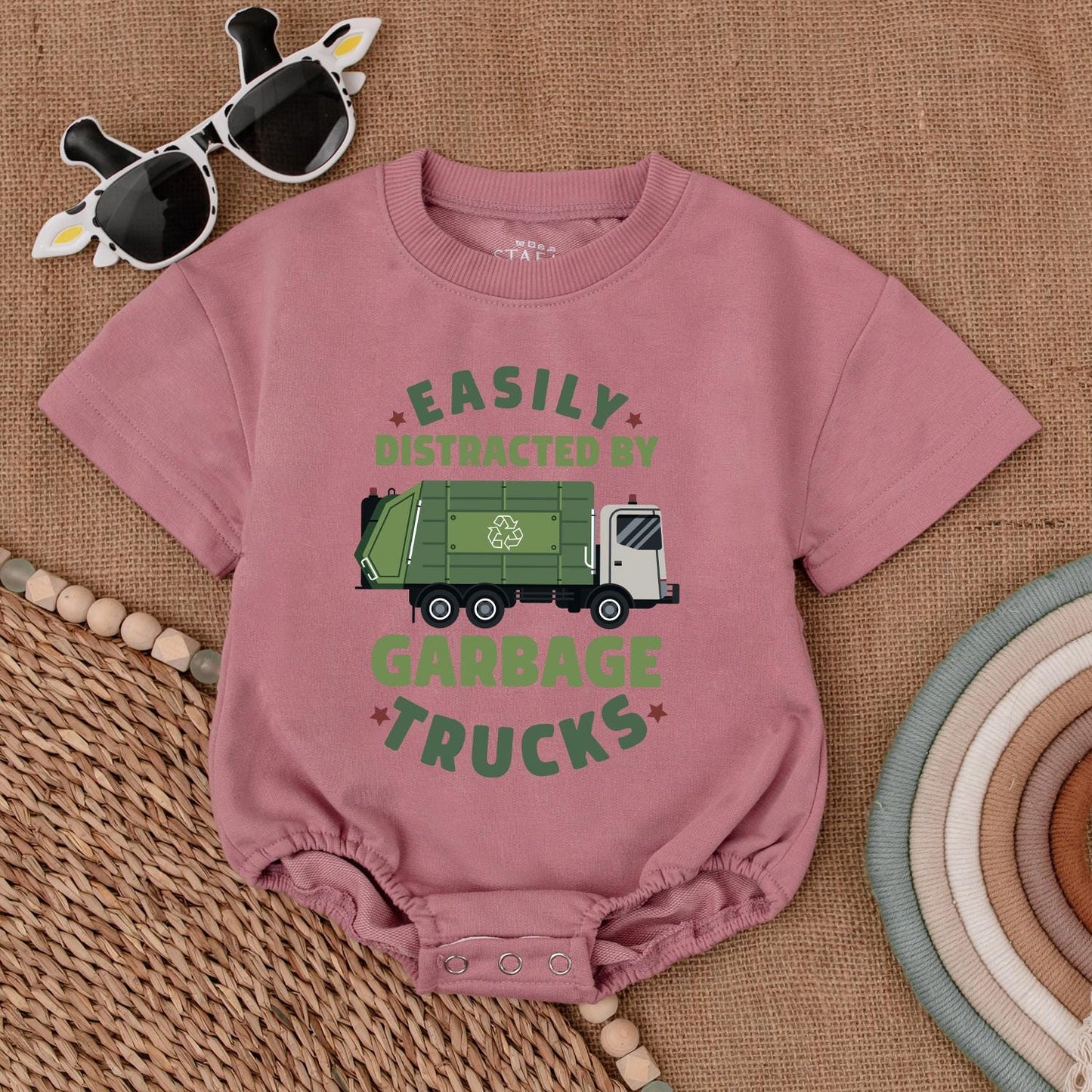 Garbage Truck Baby Romper Truck Driver Outfit Trash Truck Bodysuit for Newborns & Baby Shower Gifts