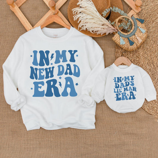 Matching Dad & Son Neutral Sweatshirt Outfit Baby Romper Set, Casual Family Matching Clothes, Dad's Boy Cozy Outfit, USA Patriotic